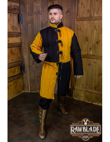 Middeleeuwse Gambeson Henry - Geel en Zwart