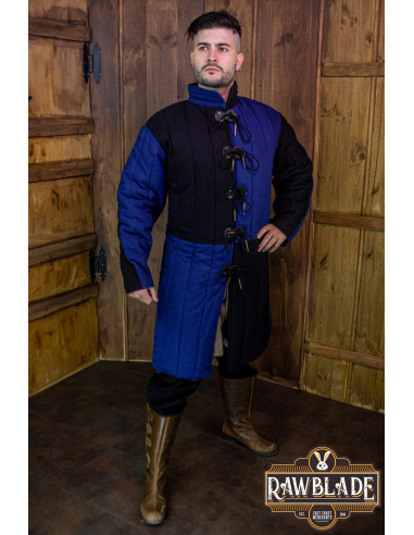 Middeleeuwse Gambeson Henry - Blauw en zwart