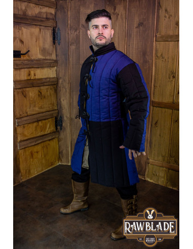 Middeleeuwse Gambeson Henry - Blauw en zwart