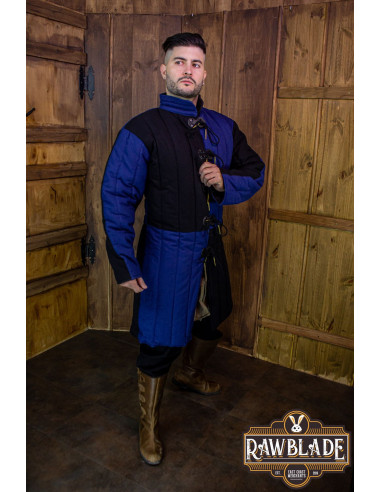 Middeleeuwse Gambeson Henry - Blauw en zwart