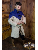 Middelalderlig Uther gambeson - Blå og ecru