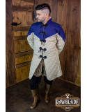 Middelalderlig Uther gambeson - Blå og ecru