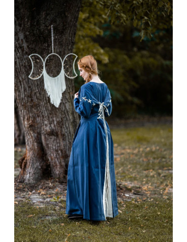 Vestido medieval azul-blanco modelo Larina
