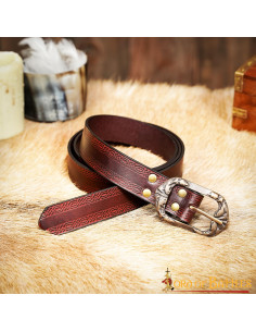 Cinturón medieval marrón diseño repujado