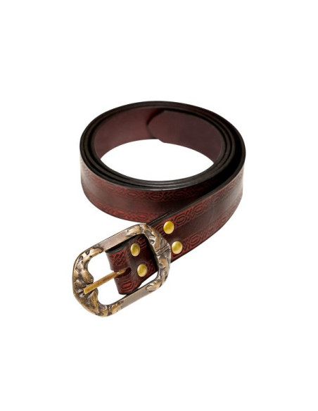 Cinturón medieval marrón diseño repujado