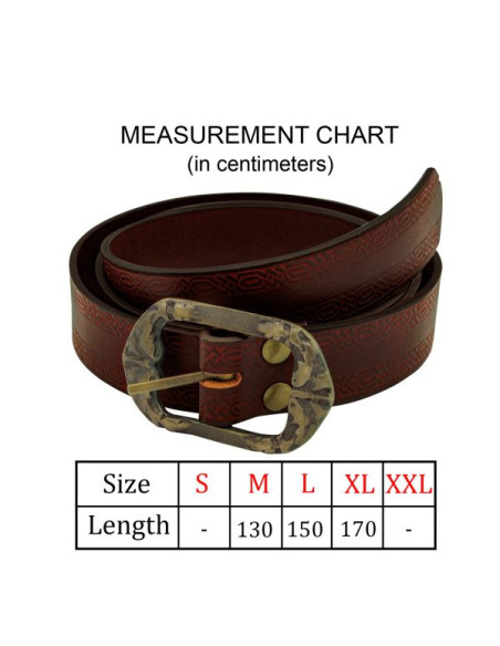 Cinturón medieval marrón diseño repujado