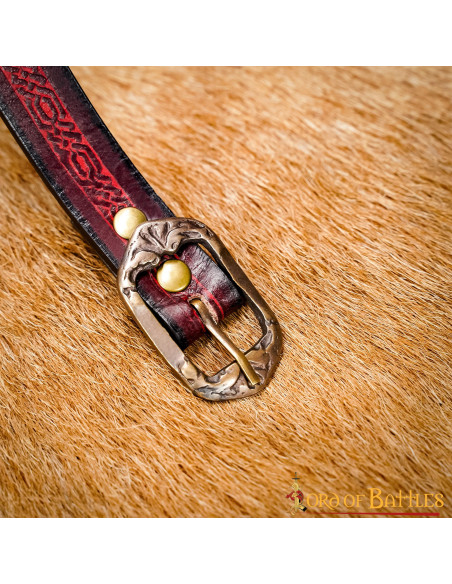 Cinturón medieval granate con diseño...