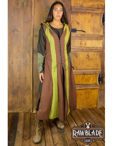 Túnica medieval de mujer arquera Arylith - Marrón y Verde