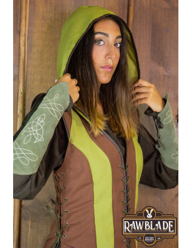 Túnica medieval de mujer arquera Arylith - Marrón y Verde