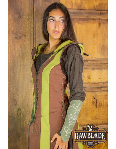 Túnica medieval de mujer arquera Arylith - Marrón y Verde