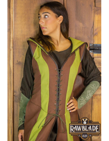 Túnica medieval de mujer arquera Arylith - Marrón y Verde