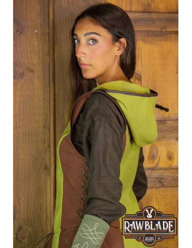 Túnica medieval de mujer arquera Arylith - Marrón y Verde