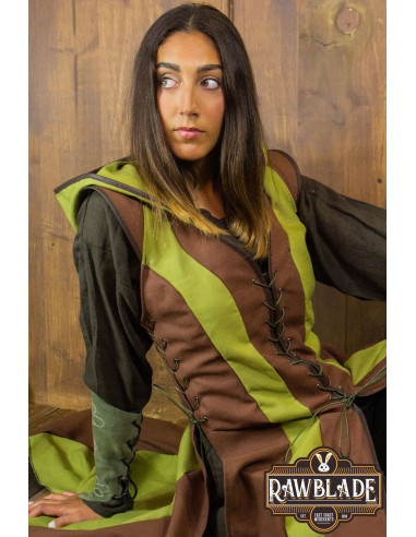 Túnica medieval de mujer arquera Arylith - Marrón y Verde