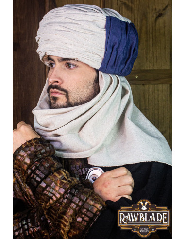 Vaishir tulband - wit en blauw