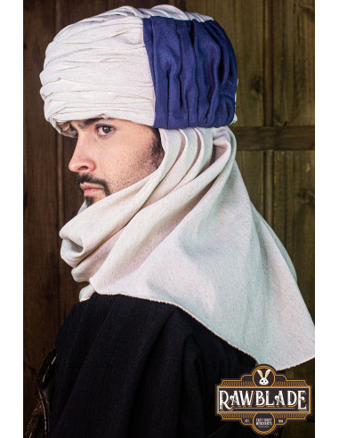 Vaishir tulband - wit en blauw