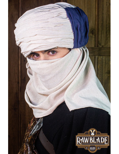 Vaishir tulband - wit en blauw