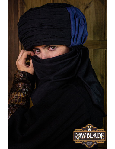 Vaishir tulband - zwart en blauw