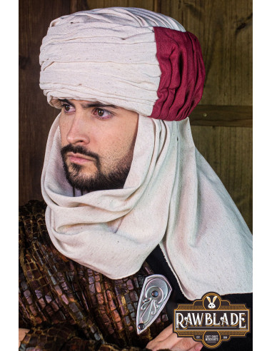 Vaishir tulband - wit en bordeaux
