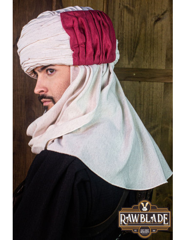 Vaishir tulband - wit en bordeaux