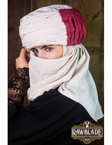 Vaishir tulband - wit en bordeaux