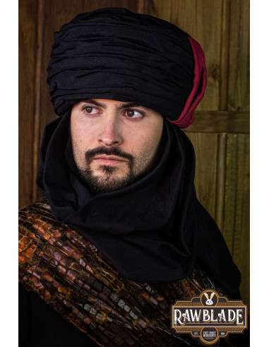 Vaishir tulband - zwart en bordeaux