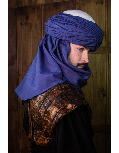 Azraq Arabische tulband - wit en blauw