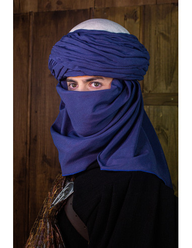 Azraq Arabische tulband - wit en blauw
