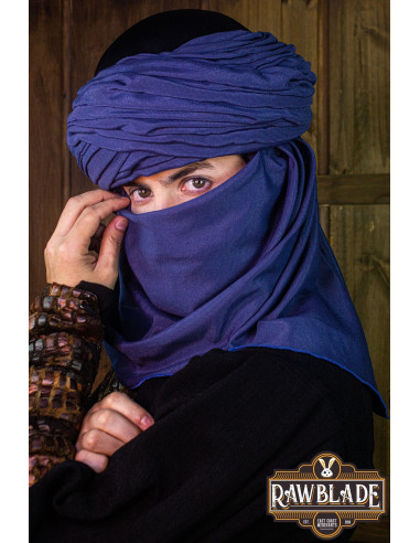 Azraq Arabische tulband - zwart en blauw