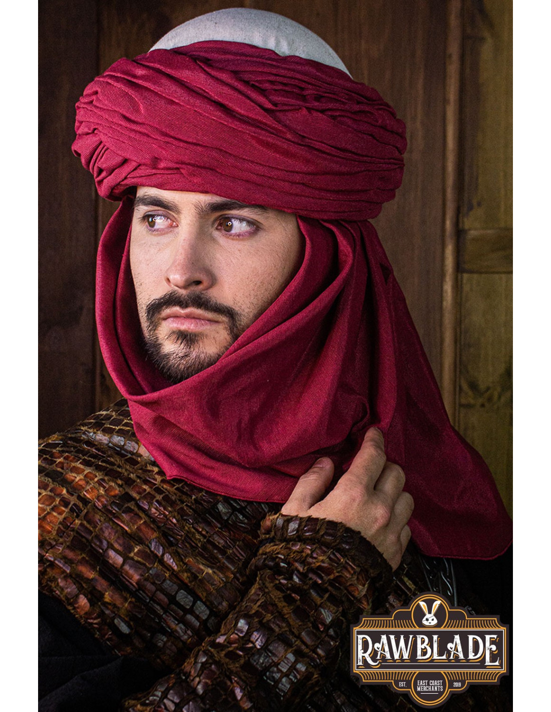 Azraq Arabischer Turban – Weiß und Rot ⚔️ Tienda-Medieval