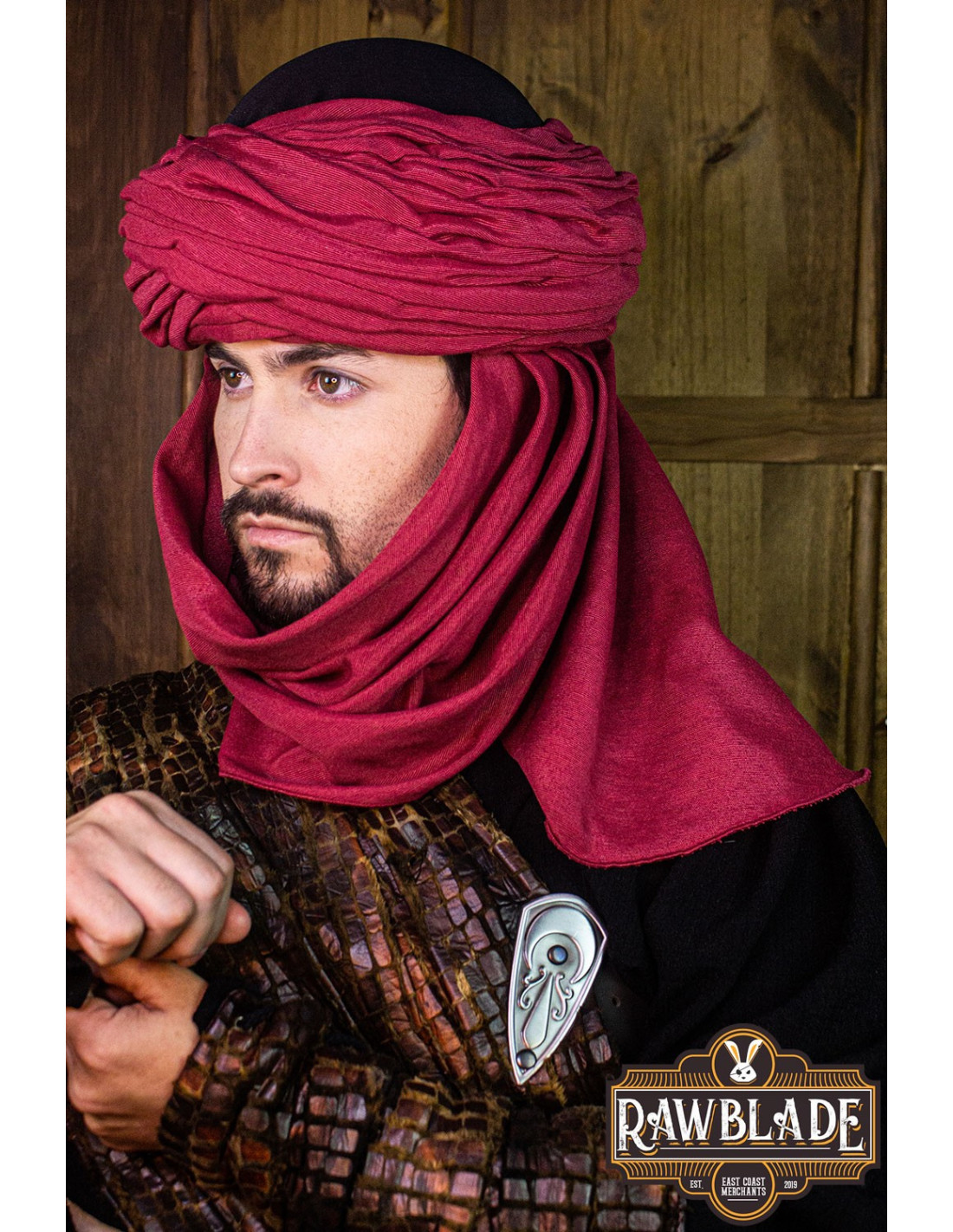 Azraq Arabischer Turban – Rot und Schwarz ⚔️ Tienda-Medieval