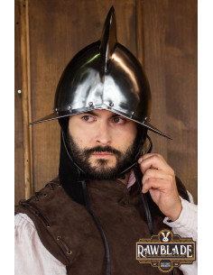 Casco morrión Castellón de conquistador español, siglos XV-XVI