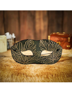 Groen leren masker met in reliëf gemaakte...