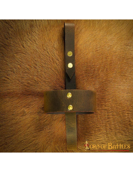 Brun læderholder til hornglas og kopper