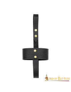 Soporte de cuero negro para vasos y tazas de cuerno