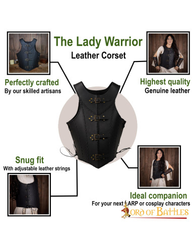 Renacimiento Medieval mujer negro chaleco vestido corsé ajustable