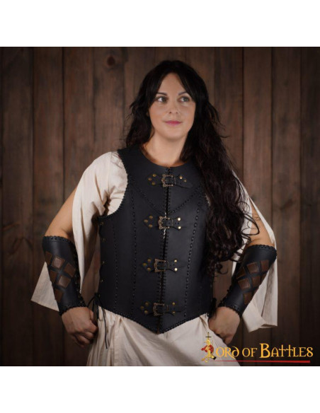 Zwart leren korset Dama Guerrera