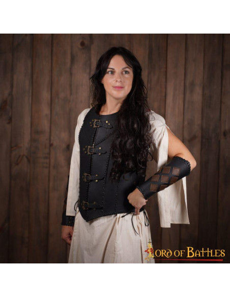Schwarzes Lederkorsett Dama Guerrera