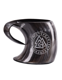 Keltischer Bierkrug mit Valknut und Runen (650-800 ml.)