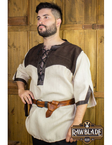 Deherd middeleeuwse tuniek in linnen - Donkerbruin