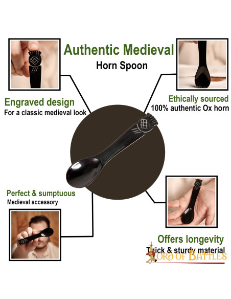 Sæt 4 middelalderskeer i oksehorn