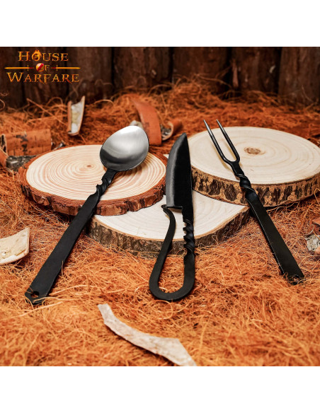 Middeleeuwse bestekset: lepel, vork...