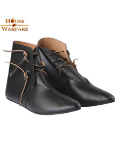 Mittelalterliche Lederstiefeletten mit Schnürsenkeln -...