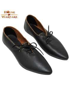 Zapatos Dama Medieval en piel con cierre de cordones -...