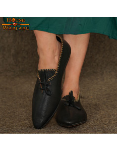 Zapatos Dama Medieval en piel con cierre de cordones -... 2