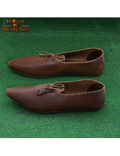 Zapatos Dama Medieval en piel con cierre de cordones -...