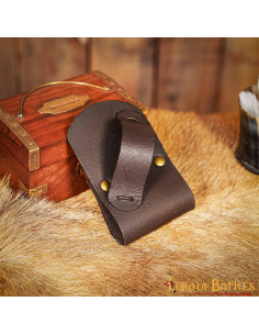 Baldric voor houten zwaarden in leer - Bruin (13x8 cm.)