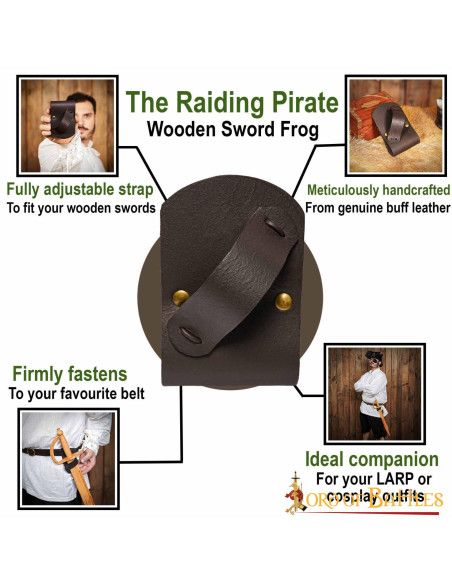 Baldric til træsværd i læder - Brun...