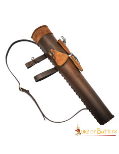 Bruin leren pijlkoker met pijlpuntzakjes (60 cm.)