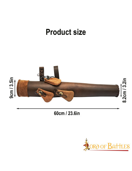 Carcaj en cuero marrón con bolsitas... Carcaj en cuero marrón con bolsitas...