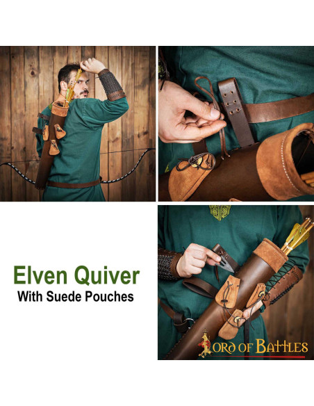 Carcaj en cuero marrón con bolsitas... Carcaj en cuero marrón con bolsitas...